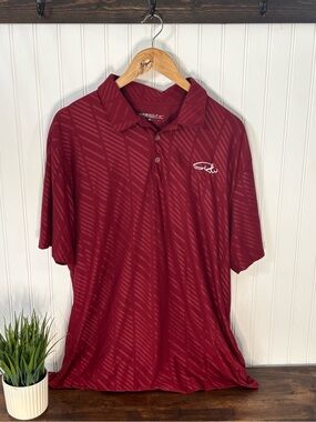 Nike Golf Dri-Fit Polo Shirt Maroon Red Textured Stripe Men’s Size XL